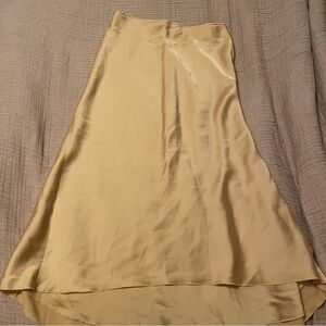 Abercrombie satin midi skirt yellow/gold